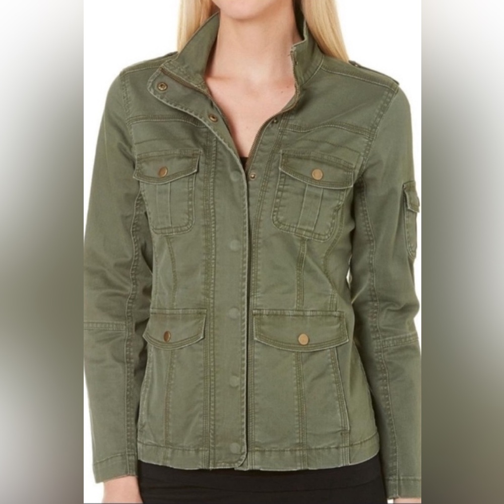 Kensie Jeans Olive Utility Jacket - Size Large